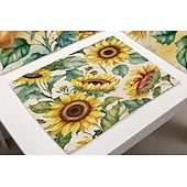 abordables Plaidemats &amp; Coasters &amp; Trivets-Manteles individuales de girasoles resistentes al calor, mantel individual resistente a las manchas, mantel individual para boda, cocina, mesa de comedor, decoración interior y exterior