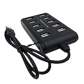 olcso USB-elosztók-hordozható 1db általános célú munkahelyi otthon kapcsolóval abs műanyag kétsoros tíz portos usb hub