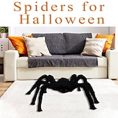 economico Decorazioni per Halloween all&#039;aperto-ragno decorativo di Halloween, decorazioni di ragno di Halloween all&#039;aperto, ragno nero morbido e peloso spaventoso, realistico, grande ragno di scena per la casa, il cortile, la decorazione di Halloween inquietante per le feste