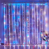 cheap USB String Lights-LED  Curtain String Lights 3x3M-300 LED 8 Modes USB with Remote 9 Colors for Home Room Bedroom Wedding Party Christmas Window Wall DecorationsRoom Decor