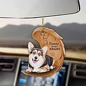 preiswerte Anhänger &amp; Ornamente fürs Auto-Niedlicher Engelsflügel-Hund „Forever in My Heart“ zum Aufhängen, Cartoon-Anhänger, niedlicher Anhänger für Autotasche, Schlüsselanhänger, Auto-Ornamente für Rückspiegel, Innendekoration im Auto