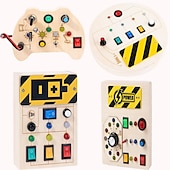abordables Jouets éducatifs-interrupteur de lumière montessori planche sensorielle occupée en bois cordons et clés enfichables apprentissage éducatif jouet de décompression aller à l&#039;école cadeaux de vacances pour les enfants