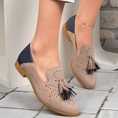 abordables Chaussures sans lacet et mocassins femme-Femme Ballerines Oxfords Slip-Ons Grandes Tailles Mules mocassins Bureau du quotidien Couleur unie Découper Eté Broderie Talon Bas Bout fermé Elégant Entreprise Confort Marche Polyuréthane Mocassins