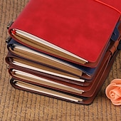 cheap Notebooks &amp; Planners-Classic Retro PU Leather Travel Notebook Personalized Journal Spiral Ring Binder Diary Notepad, Back to School Gift