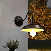 abordables luces de pared al aire libre-Lámpara de granero para interiores y exteriores, resistente al agua, de cuello de cisne negro, aplique de pared industrial vintage para almacén, iluminación de porche de pared de granja moderna, 110-240 V