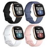 economico Cinturini per orologi Fitbit-4 pezzi Cinturino intelligente Compatibile con Fitbit Versa 4 Sense 2 Versa 3 Sense Silicone Orologio intelligente Cinghia Regolabili Donne Uomini Cinturino sportivo Sostituzione Polsino