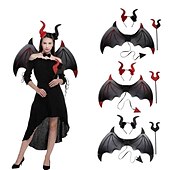 abordables Accesorios-Diadema de Bruja Vampiro Diablo Halloween Props Alas de Murciélago para Adultos Mujeres Disfraz de Halloween Carnaval Fácil Disfraz de Carnaval para la Noche de Walpurgis