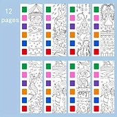 preiswerte Mal-, Zeichen- und Künstlerbedarf-12-teiliges Aquarell-Malbuch für Kinder, Mal- und Zeichenbuch für Schüler, Zeichen- und Malpapier mit integriertem Aquarellstift, der die Konzentration der Kinder verbessert