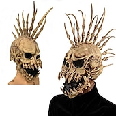 cheap Halloween Mask &amp; Props-Halloween Skull Mask Scary Full Head Skeleton Headgear Creepy Biochemical Mask Realistic Halloween Cosplay Latex Horror