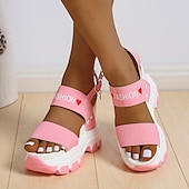 economico Sandali Sportivi-sandali con plateau chunky da donna – sandali sportivi con zeppa neri e bianchi con cinturini regolabili, scarpe estive alla moda per outfit casual e streetwear