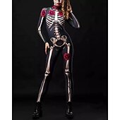cheap Women&#039;s Costumes-Skeleton Skull Carnival Costume Full Body Suit Zentai Suits Party Costume Bodysuits Adults&#039; Women&#039;s One Piece Scary Costume Performance Party Carnival Masquerade Mardi Gras Easy Carnival Costume