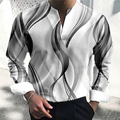 ieftine Model Geometric-Bărbați Model Geometric Curbă Geometrie Cămașă Camașă cu nasturi Manșon Lung Modă Șic Stradă Designer În aer liber Casual Zilnic Vară Toamnă În V Imprimeu Albastru Verde Roșu Vin Albastru piscin
