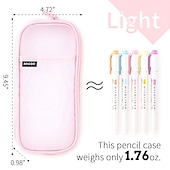 voordelige etuis &amp; houders-Easthill Grid mesh pen etui met rits helder make-up kleur etui make-up tas multifunctionele reisschool tienermeisjes transparante stationaire tas office organizer box voor volwassenen (roze)