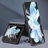 cheap Samsung Cases-Phone Case For Samsung Galaxy Z Flip 7 Z Flip 5 Back Cover Portable with Stand Holder with Screen Protector Solid Color Tempered Glass PC