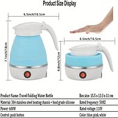 abordables Électroménager-1 pc voyage bouilloire électrique pliante rapide ébullition belle conception pliable portable bouilloire électrique 600 ml ébullition protection à sec 100-240 v silicone de qualité alimentaire pliable