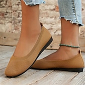 cheap Women&#039;s Flats-Women&#039;s Comfortable Knit Ballet Flats – Breathable Slip-On Round Toe Wedge Shoes for Casual, Office, and Travel Wear