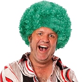 abordables Perruques de carnaval-perruques afro courtes et moelleuses - femmes hommes crépus bouclés disco hippie perruque pour costume cosplay carnaval fête de Noël