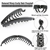 baratos Acessórios de penteados-grampos de cabelo de banana para mulheres clássico clincher grampos de pente duplo de cabelo leopardo banana rabo de cavalo grampo para cabelos grossos