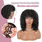 abordables Perruques Synthétiques Sans Bonnet-perruques bouclées pour les femmes noires - perruque de cheveux afro afro-américains synthétiques noirs naturels avec une frange