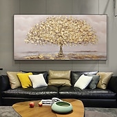 abordables Peintures fleurs/botaniques-Mintura main arbre doré paysage peintures à l&#039;huile sur toile mur art décoration moderne abstrait photos pour la décoration intérieure roulé sans cadre non étiré peinture