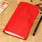 cheap Notebooks &amp; Planners-Classic Retro PU Leather Travel Notebook Personalized Journal Spiral Ring Binder Diary Notepad, Back to School Gift