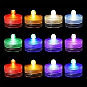 levne Podvodní světla-12ks vodotěsná ponorná mini led světla čajová svíčková podvodní led lampa na svíčku pro akvarijní dekorace do vázy na svatební párty