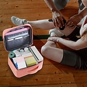 abordables almacenamiento de equipaje y viajes-Caja de medicina gruesa de gran capacidad, bolsa de medicina familiar, bolsa de almacenamiento portátil, caja artística de tela, caja de medicina en capas multifuncional