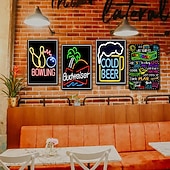 cheap Metal Tin Sign-1pc Neon Metal Tin Sign Bar Vintage Plaque Decor, Home Decor, Restaurant Decor, Bar Decor, Cafe Decor, Garage Decor, Wall Decor, Water-proof, Dust-proof 20x30cm/8&#039;&#039;x12&#039;&#039;