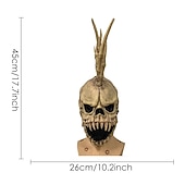 cheap Halloween Mask &amp; Props-Halloween Skull Mask Scary Full Head Skeleton Headgear Creepy Biochemical Mask Realistic Halloween Cosplay Latex Horror