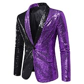preiswerte Outfits-Retro Vintage Disko 1980er Anzüge &amp; Blazer Disco Pailletten Herren Karnevalskostüm Maskerade Party / Abend Pride Parade Pride-Monat Erwachsene Mantel Hemd Krawatte