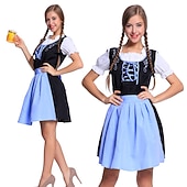economico Set Dirndl-Oktoberfest Abiti tradizionali Blusa Dirndl Mini carico Bavarese Cameriera Bavarese Tedesco Prati Per donna Panno in stile tradizionale (50 cm)