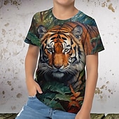 tanie 3D zwierzęta dla chłopca-Dla chłopców 3D Graficzny Zwierzę Kreskówki Podkoszulek T-shirt Krótki rękaw Druk 3D Lato Wiosna Aktywny Sport Moda Dzieci 3-12 lat Na zewnątrz Codzienny Regularny