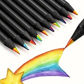 baratos materiais de pintura, desenho e arte-8pcs lápis de cor do arco-íris 7 cores em 1 lápis de cor do arco-íris presente para crianças. adequado para escolas, professores, alunos, crianças, para esboçar, rabiscar, colorir, pintar
