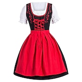 economico Set Dirndl-Oktoberfest Abiti tradizionali Blusa Dirndl Mini carico Bavarese Cameriera Bavarese Tedesco Prati Per donna Panno in stile tradizionale (50 cm)