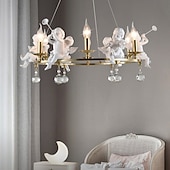 baratos Estilo Vela-candelabro de vela de fazenda anjo 3/6-luz 55/70 cm para sala de estar, luminária de teto pingente industrial rústica, luminária de teto vintage para quarto corredor cozinha sala de jantar foyer