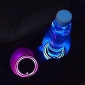 cheap Decorative Lights-Smart Luminous Water Coaster LED Car Cup Holder Lights 7 Colors Changing USB Charging Mat Waterproof Cup Pad Interior Atmosphere Lamp Decoration Light for Oktoberfest Car Accessories 1pc