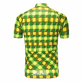 billige Herretrøyer-Herre Sykkeltrøyer Kortermet Sykkel Jersey Topper med 3 baklommer Fjellsykling Veisykling Pustende Anatomisk design Hurtigtørkende Refleksbånd Gul Rød Lilla Rutet Polyester sport Klær