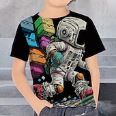 cheap Boy&#039;s 3D Vision &amp; Geometry-Boys 3D Graphic Astronaut T shirt Tee Short Sleeve 3D Print Summer Spring Active Sports Fashion Kids 3-12 Years Outdoor Casual Daily Regular Fit