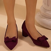 olcso Block Heels-női velúr masnis tömbös sarokpumpák – elegáns és kényelmes irodai, bulikra és különleges alkalmakra