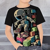 cheap Boy&#039;s 3D Vision &amp; Geometry-Boys 3D Graphic Astronaut T shirt Tee Short Sleeve 3D Print Summer Spring Active Sports Fashion Kids 3-12 Years Outdoor Casual Daily Regular Fit