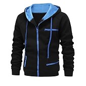 abordables sudaderas basicas hombre-Hombre Sudadera con cremallera Sudaderas con cremallera Negro Blanco Vino Color Camello Gris Oscuro Con Capucha Bloque de color Cerrar Bolsillo Deporte Diario Deportes Poliéster Ropa de calle Fresco