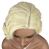 voordelige Historische pruiken-Vinger Golf Perzik Synthetisch Haar voor Vrouwen 1920s Vintage Cosplay Carnaval Feest Dagelijks Gewone Draag Korte Krullende Perzik Halloween Perziken