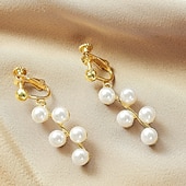 abordables Accesorios y más-Mujer Pendientes cortos Pendients de aro Pendientes con clip Retro Gota Elegante Vintage Sencillo Dulce Perla Artificial Aretes Joyas # 1 / # 2 / # 3 Para Fiesta Calle Diario Festivos Festival 1 Par