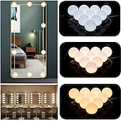 economico Striscie luci USB-10 lampadine 3 colori led make up mirror lampadine usb vanity specchio per il trucco luci bagno toilette illuminazione dimmerabile lampada da parete a led