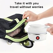 abordables Électroménager-1 pc voyage bouilloire électrique pliante rapide ébullition belle conception pliable portable bouilloire électrique 600 ml ébullition protection à sec 100-240 v silicone de qualité alimentaire pliable