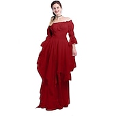 levne Šaty-Retro Rokoko Punk a gotika Šaty Šaty inspirované Regency Ren Faire Zvonové Nahoře nabírané Viking Elfí Dámské Keltské Pirát Fantazie předvečer Všech svatých Karneval Plesová maškaráda Běžné / Denn