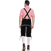 economico pantaloni di pelle-Birra Oktoberfest Costume Lederhosen Camicia Cappello alpino Bavarese Bavarese Tedesco Monaco di Baviera Prati Per uomo Panno in stile tradizionale Blusa Shorts Cappello
