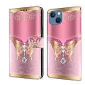 お買い得  iPhone用ケース-電話 ケース 用途 iPhone 16 iPhone15 iPhone 14 13 12 11 Pro Max Plus Mini ウォレットカードケース フリップカバー スタンド付き 磁石バックル カード挿入口 バタフライ フラワー 花 TPU PUレザー