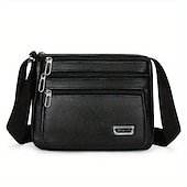 economico Borselli da uomo-borsa a tracolla in similpelle marrone da uomo - borsa a tracolla con tasche multi-cerniera per l&#039;uso quotidiano e i viaggi