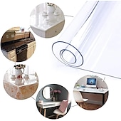 cheap Tablecloth-Soft Glass Table Cloth 1.5mm PVC Transparent Tablecloth Waterproof Rectangular Table Cover Pad Kitchen Oil-Proof Table Mat